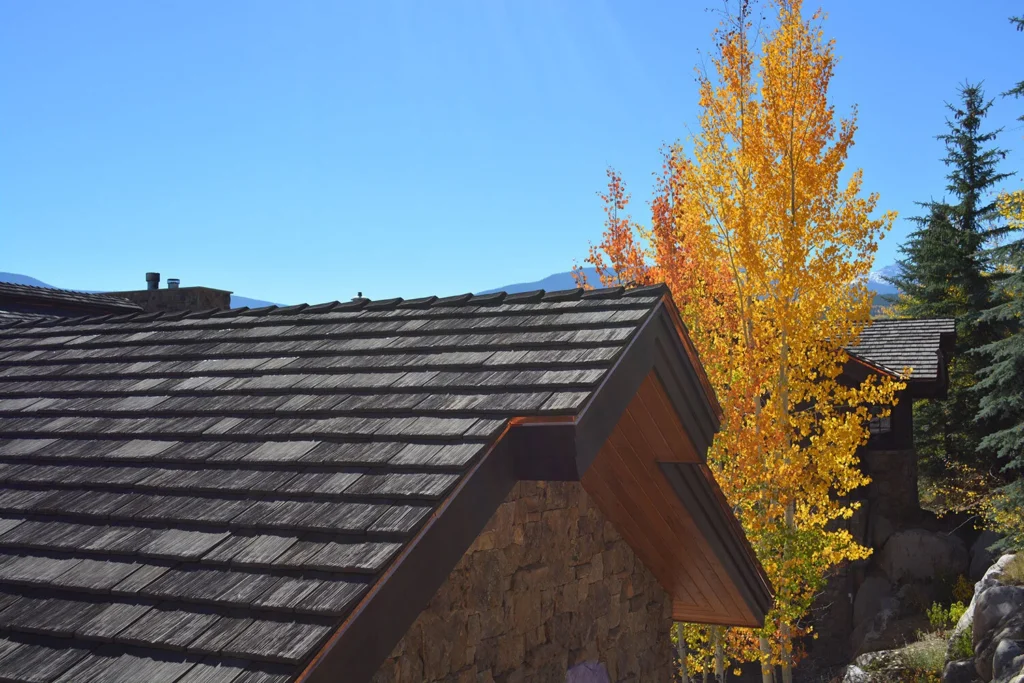 Rubber shake shingles installed on a residential roof in Cottonwood Heights, Utah.