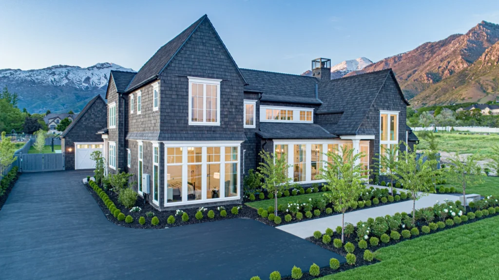 Synthetic wood shake roof on a home.