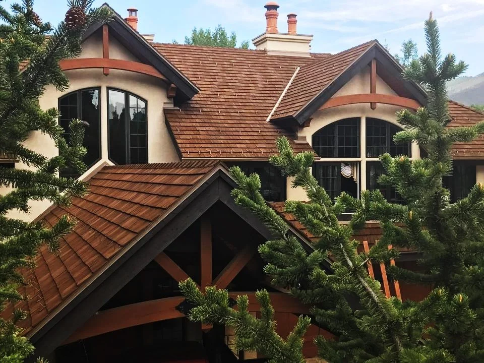 CEDUR shake roofing complements the exterior of this residential home.