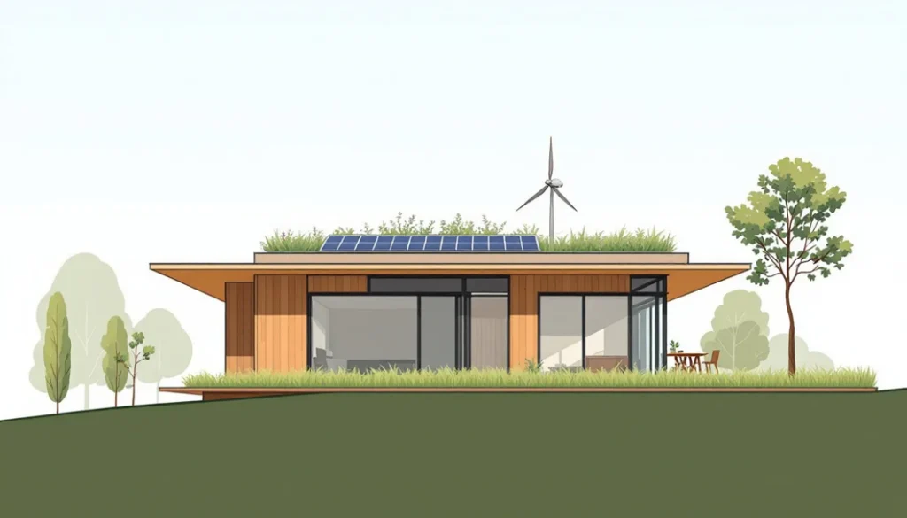 A passive house design with energy efficient upgrades.