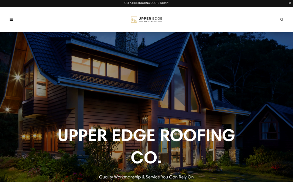 Upper Edge Roofing website homepage.