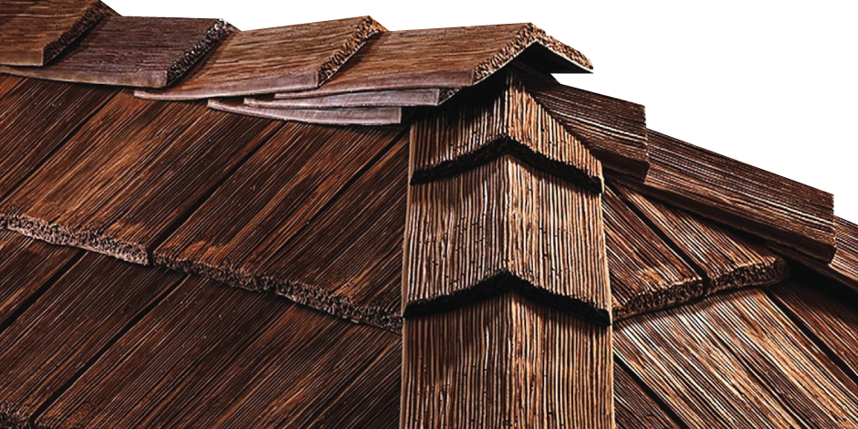 Fire safe roofing material.