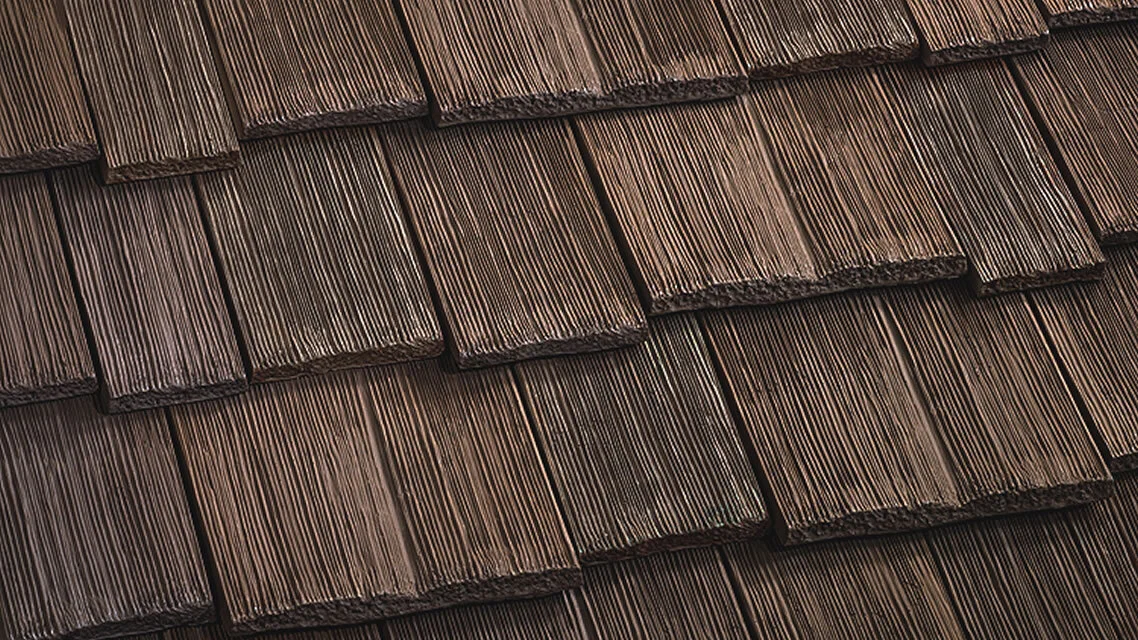 An alternative to asphalt shingles, synthetic composite wood shake shingles