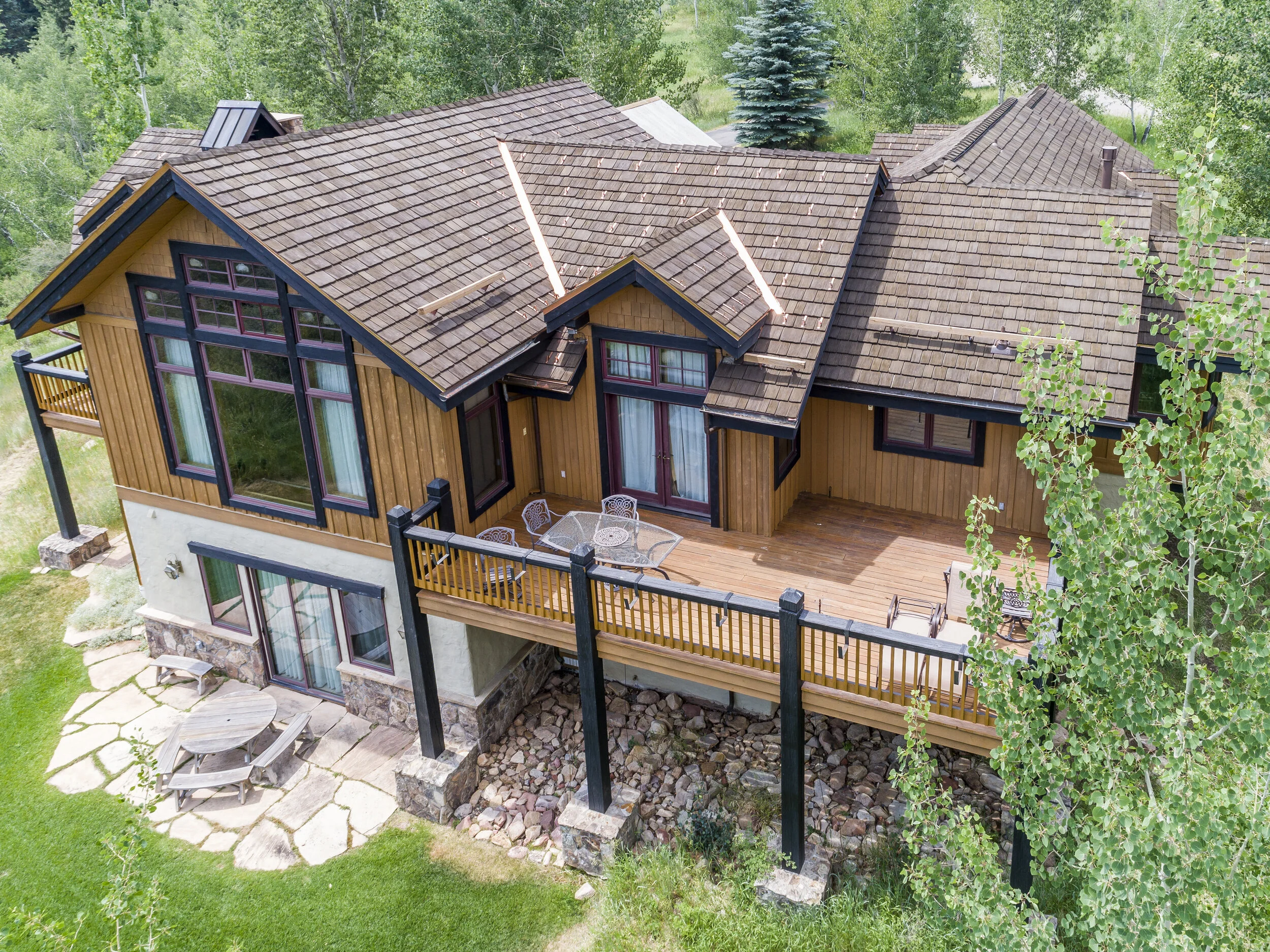 Fire resistant roofing on a home.