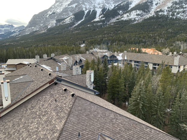 CEDUR Walden synthetic shake roofs on mountain homes in Canada, installed by Akron Roofing.