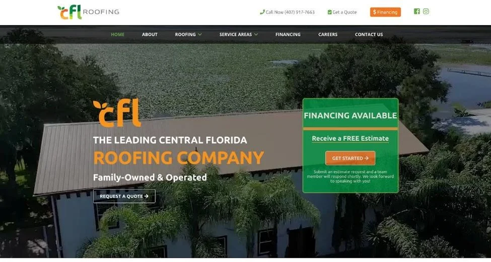 Website view of CFL Roofing