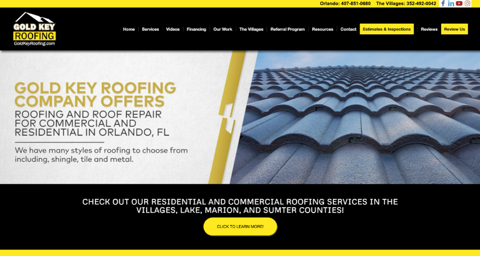 Gold Key Roofing website