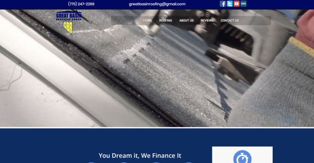 Screenshot of the Great Basin Roofing website. A Local Las Vegas roofing contractor.