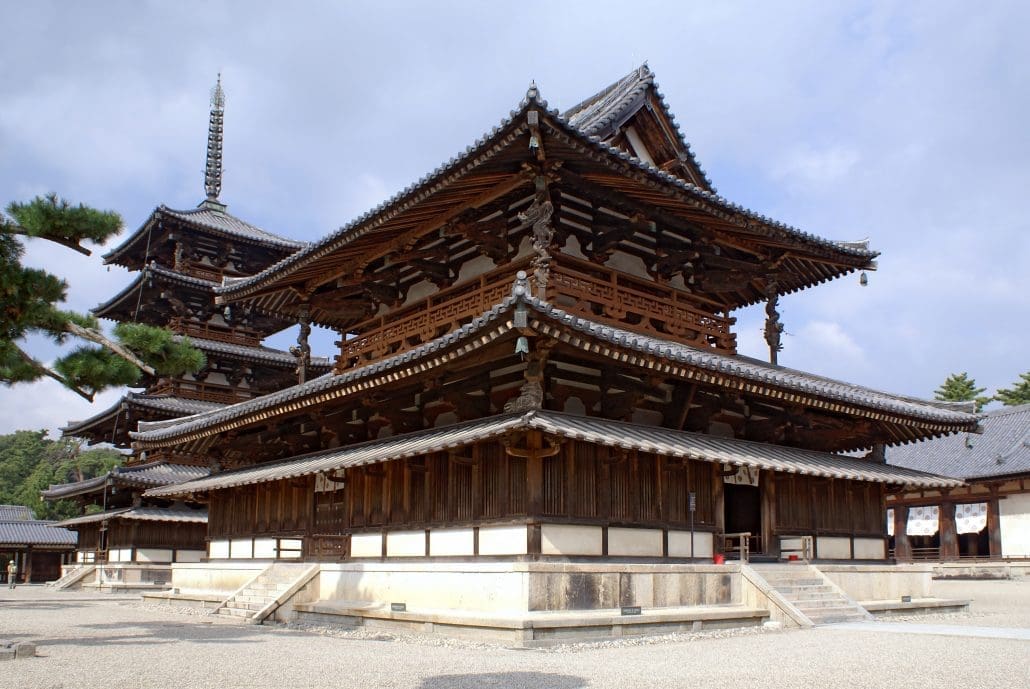 Golden Hall and Five-storied Pagoda of Hōryū-ji, a Buddhist temple in Ikaruga, Nara prefecture, Japan. Oct 2006 by 663highland