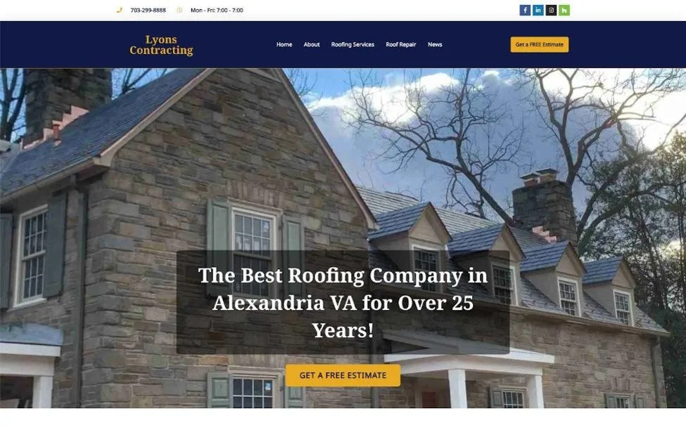 Screenshot of the Lyons Contracting website