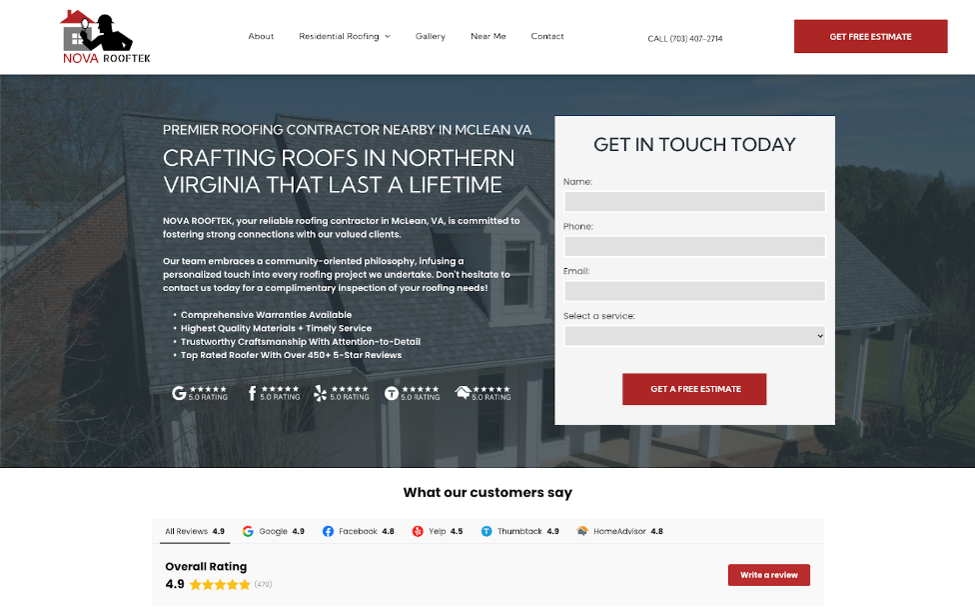 Screenshot of the Nova Rooftek