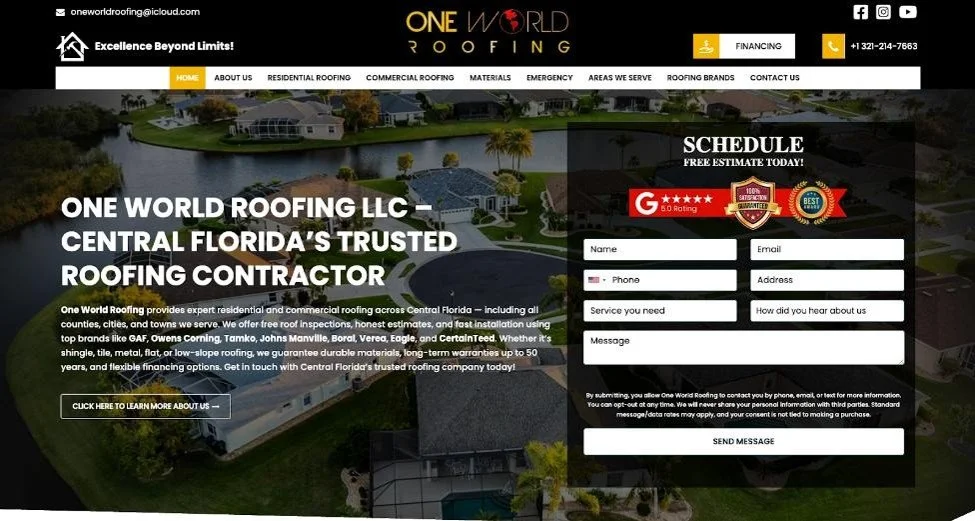 One World Roofing screenshot view
