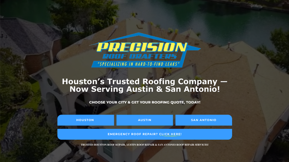 An image of Precision Roof Crafters, Inc.’s homepage.