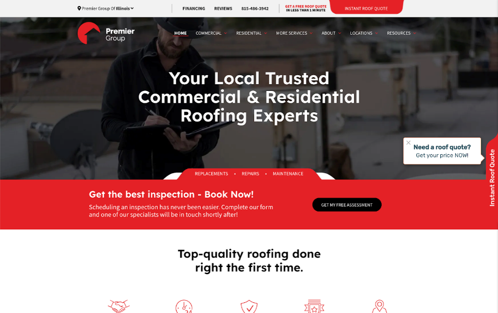Screenshot of the Premier Group website in Virginia