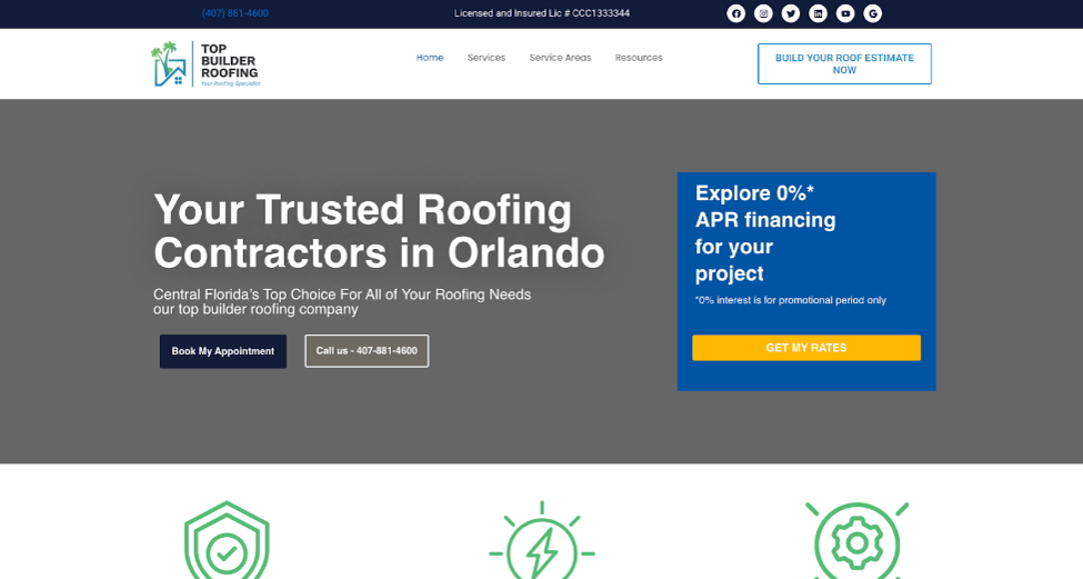 View of the Top Builder LLC website