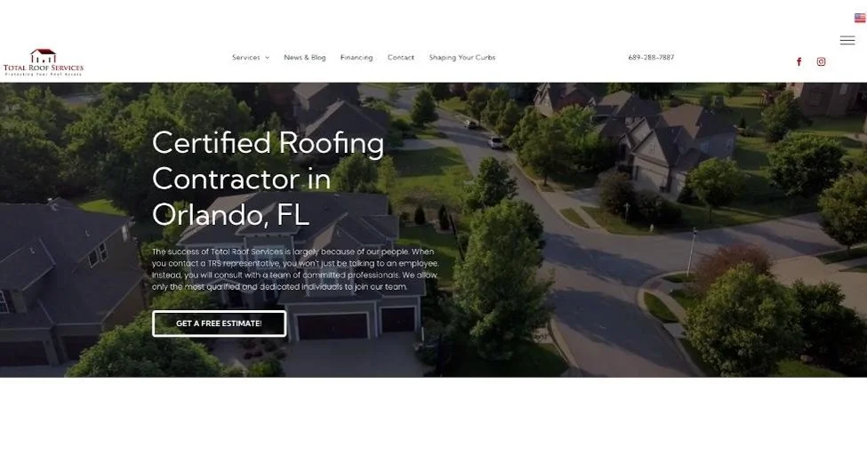 Total Roof Services website view