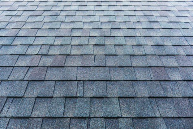 Asphalt shingle roof designed to look like wood shakes.