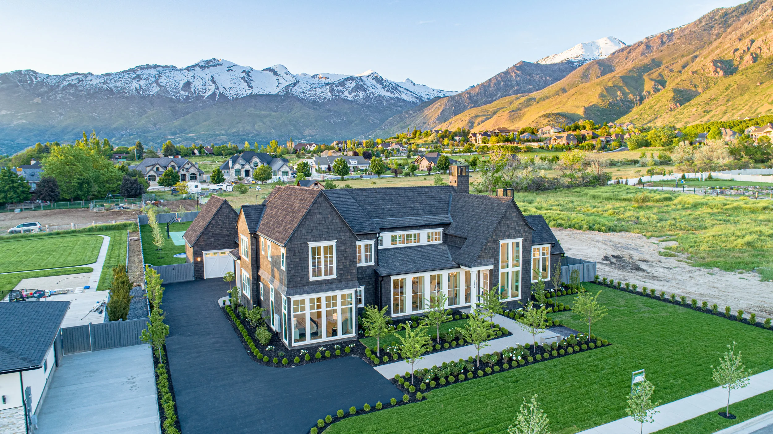Synthetic composite faux cedar shake roof.
