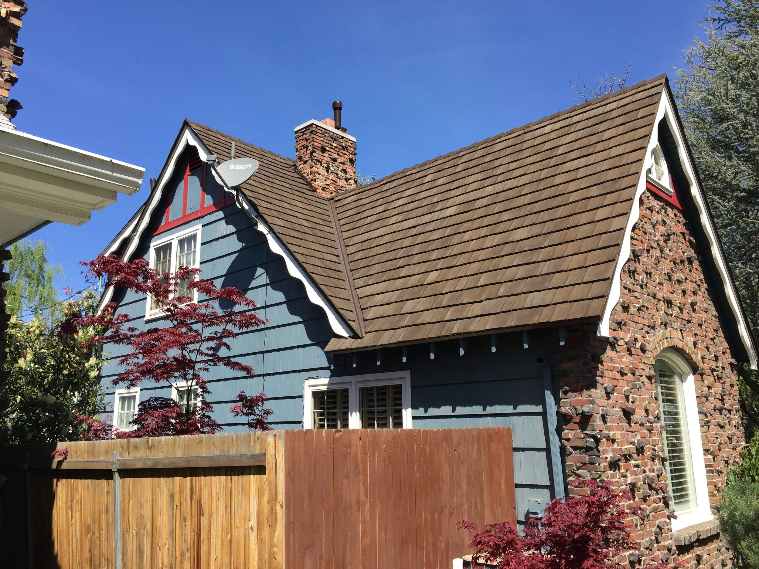 Faux wood shake shingle roof in Utah.