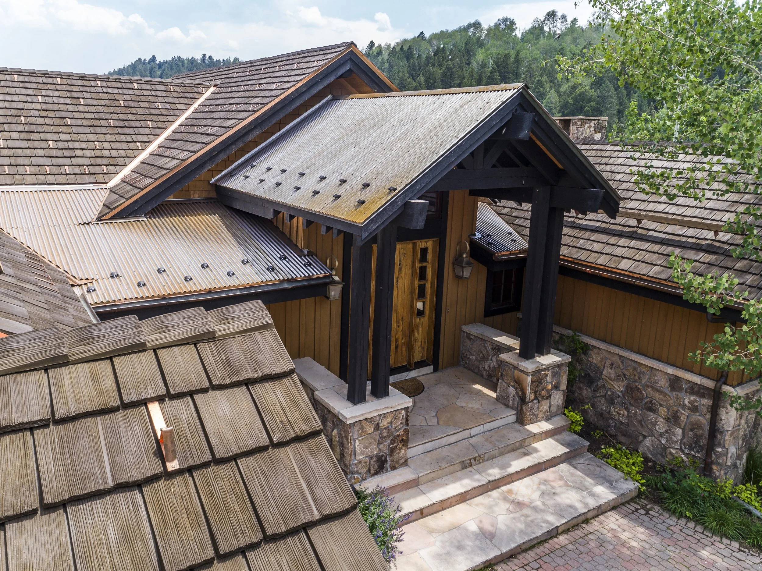 wood roof with metal