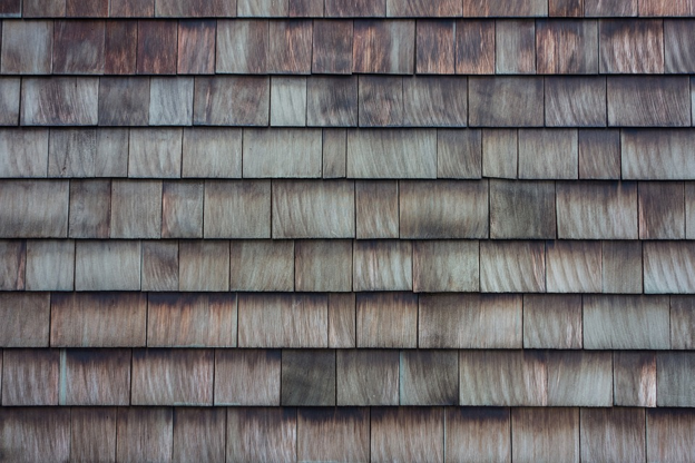Wood shake shingle roof.