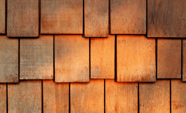 Cedar wood shake shingle roof.