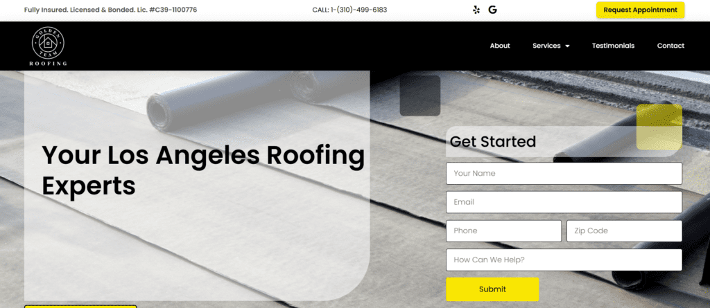 Los Angeles roofing contractor website.