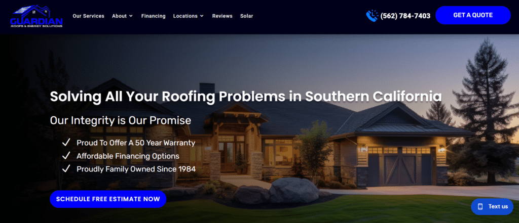 Guardian Roofing website.