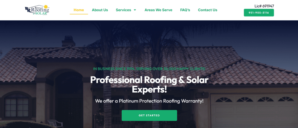 Berry Roofing screenshot.