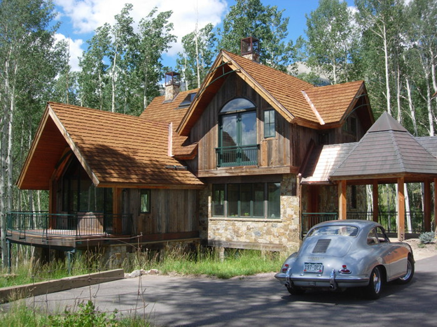 A home design with rustic features.