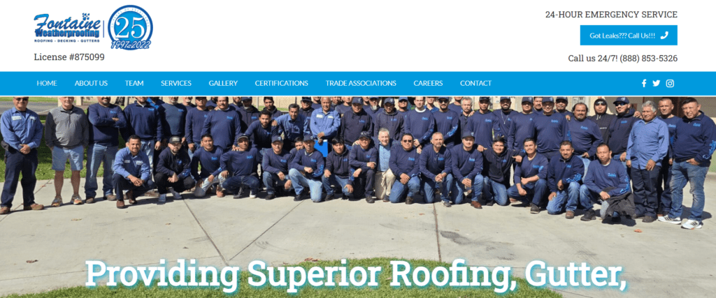 Fontaine Roofing website image.